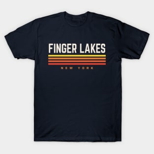 Finger Lakes New York Retro Vintage Stripes T-Shirt